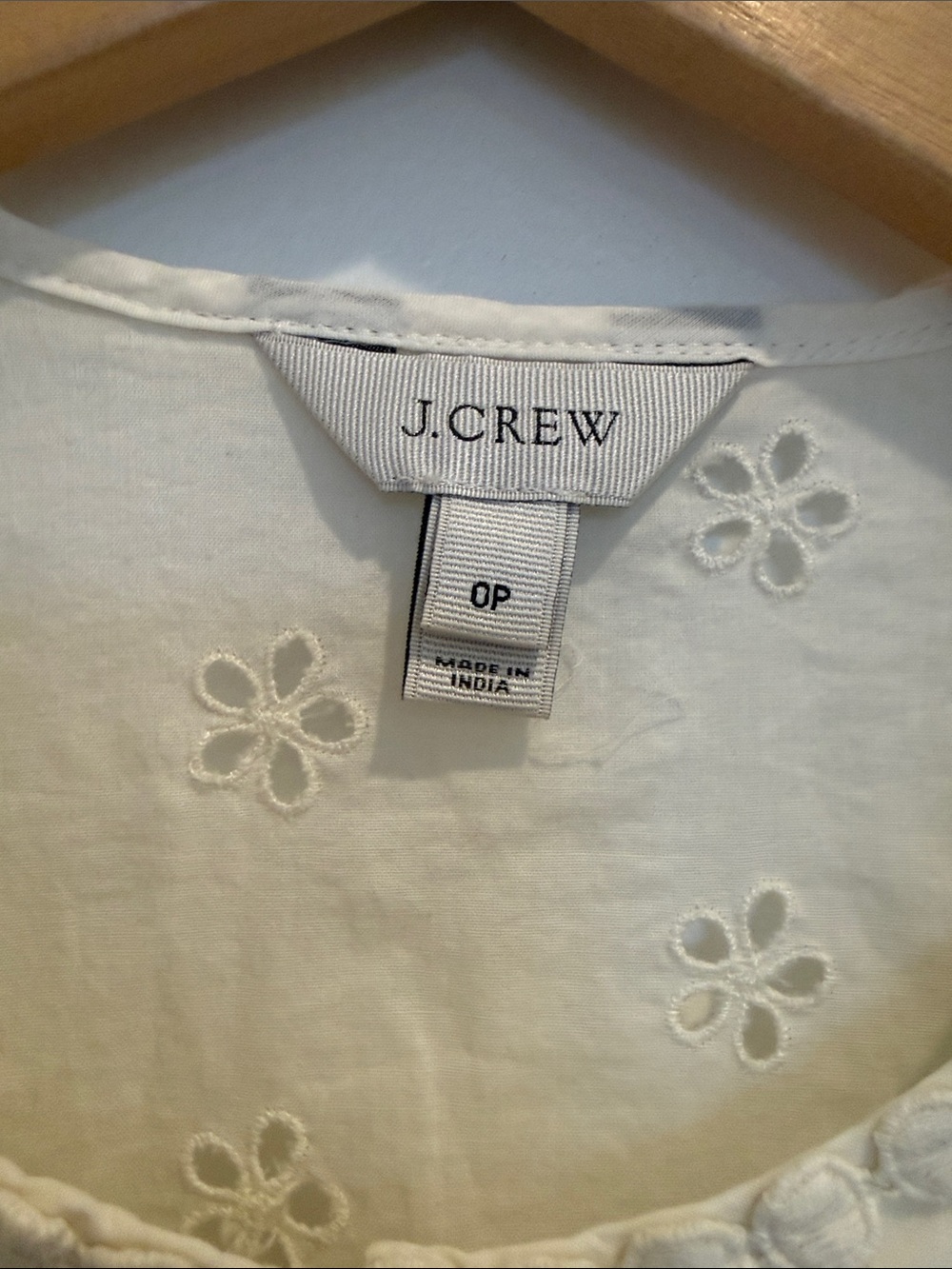 J. Crew Cream Eyelet Ruffle Button-Front Blouse - Picture 3 of 5